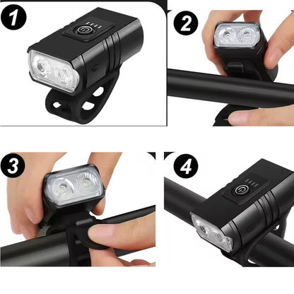 Lumière LED avant de vélo USB pour vélo et VTT, 6 modes d'éclairage
